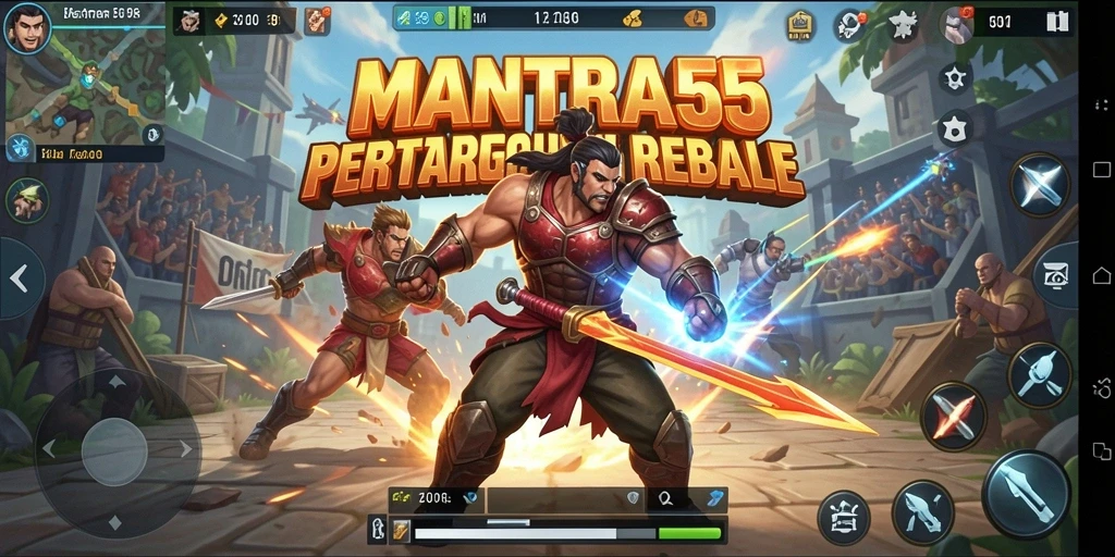 Screenshot gameplay Battle Royale MANTRA55 dengan aksi seru.