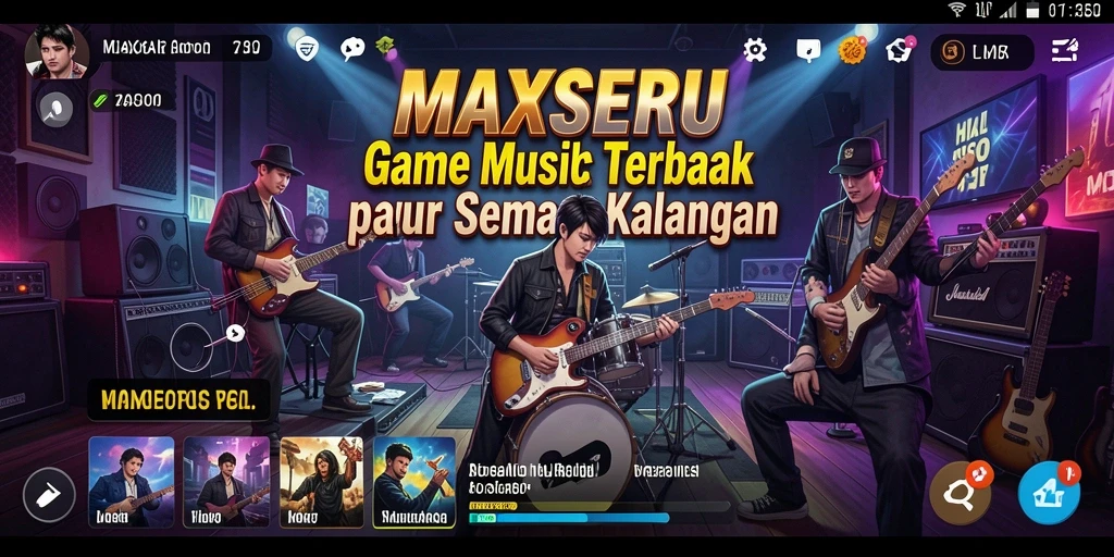 Screenshot gameplay MAXSERU menampilkan aksi seru para pemain musik.
