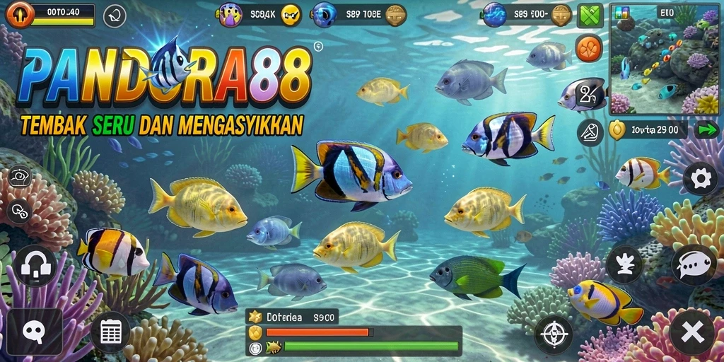 Screenshot gameplay Tembak Ikan PANDORA88 yang seru dan mengasyikkan.
